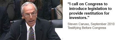 Photo of Steven Caruso testifying before Congress with quote